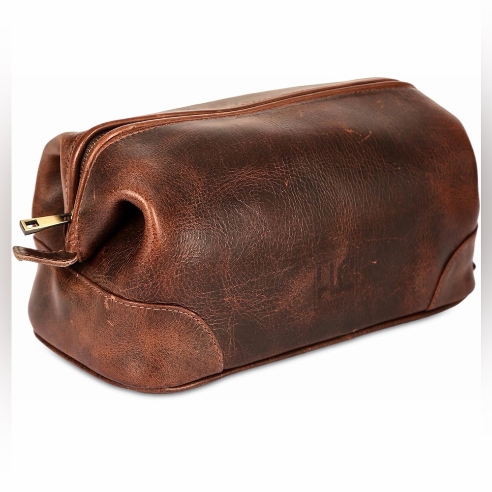 Brown Leather Men's Toiletry Bag